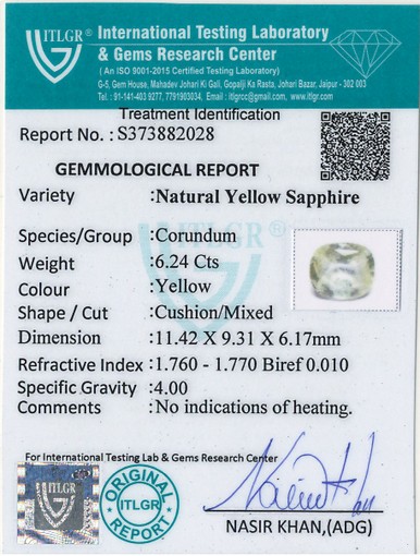 Yellow Sapphire - 6.24 Carat