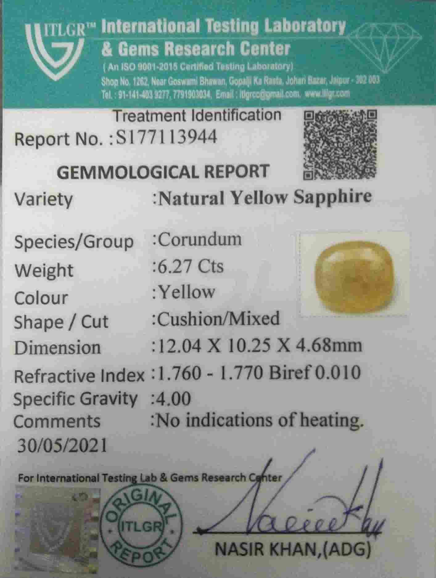 Yellow Sapphire - 6.27 Carat