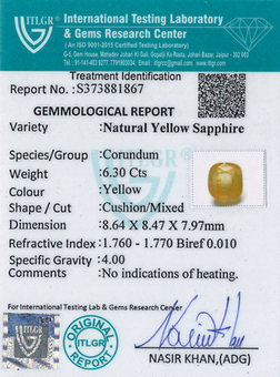 Yellow Sapphire - 6.3 Carat