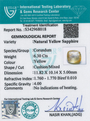 Yellow Sapphire - 6.3 Carat