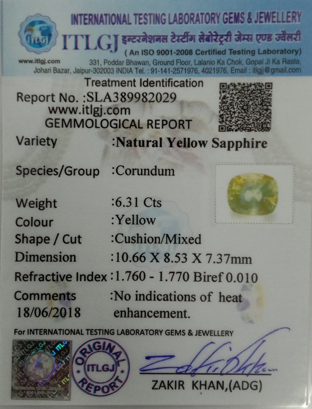 Yellow Sapphire - 6.31 Carat