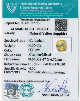 Yellow Sapphire - 6.36 Carat