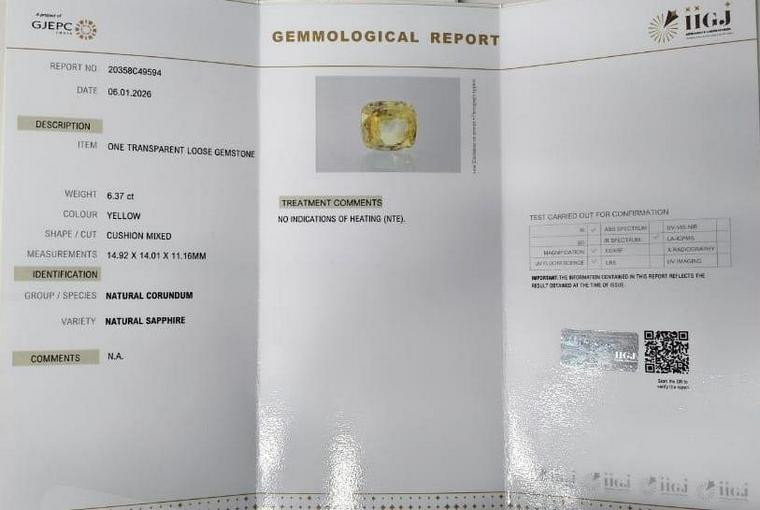 Yellow Sapphire - 6.37 Carat