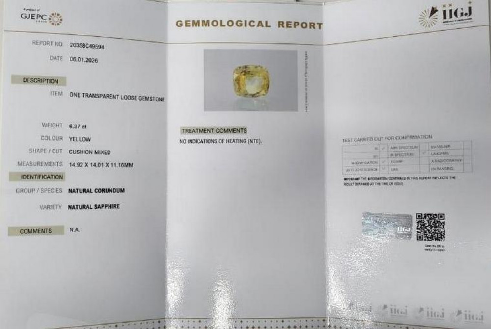 Yellow Sapphire - 6.37 Carat