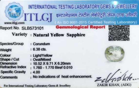 Yellow Sapphire - 6.38 Carat