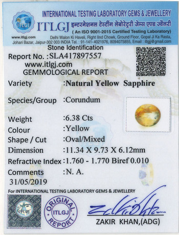 Yellow Sapphire - 6.38 Carat