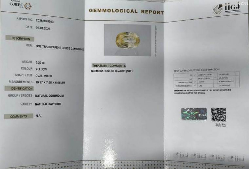 Yellow Sapphire - 6.39 Carat