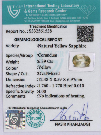 Yellow Sapphire - 6.39 Carat