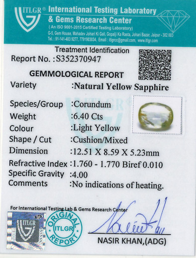 Yellow Sapphire - 6.4 Carat