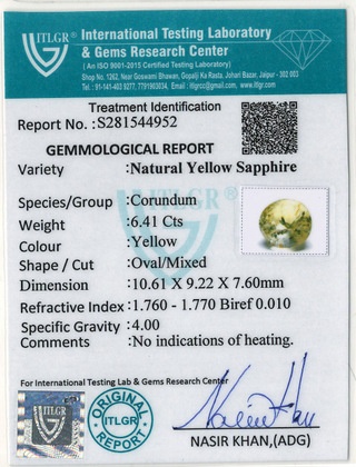 Yellow Sapphire - 6.41 Carat