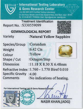 Yellow Sapphire - 6.42 Carat