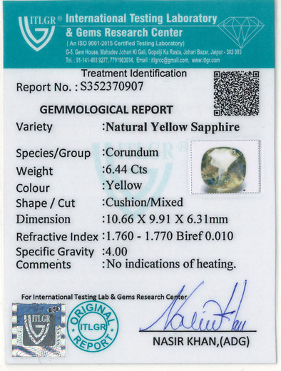 Yellow Sapphire - 6.44 Carat