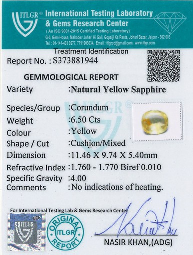 Yellow Sapphire - 6.5 Carat