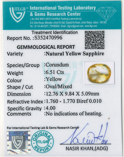 Yellow Sapphire - 6.51 Carat
