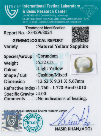 Yellow Sapphire - 6.52 Carat