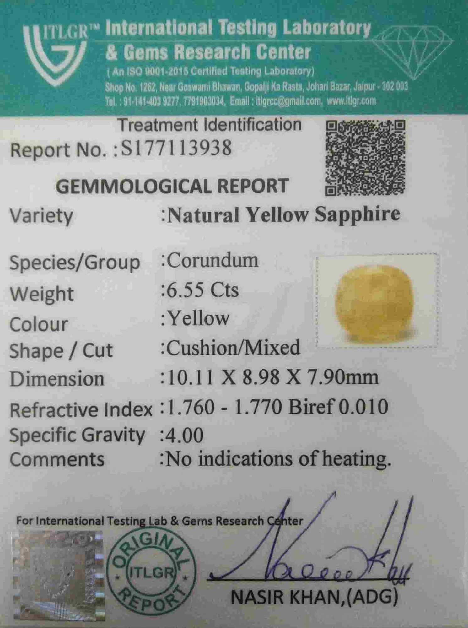 Yellow Sapphire - 6.55 Carat