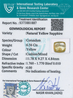 Yellow Sapphire - 6.56 Carat