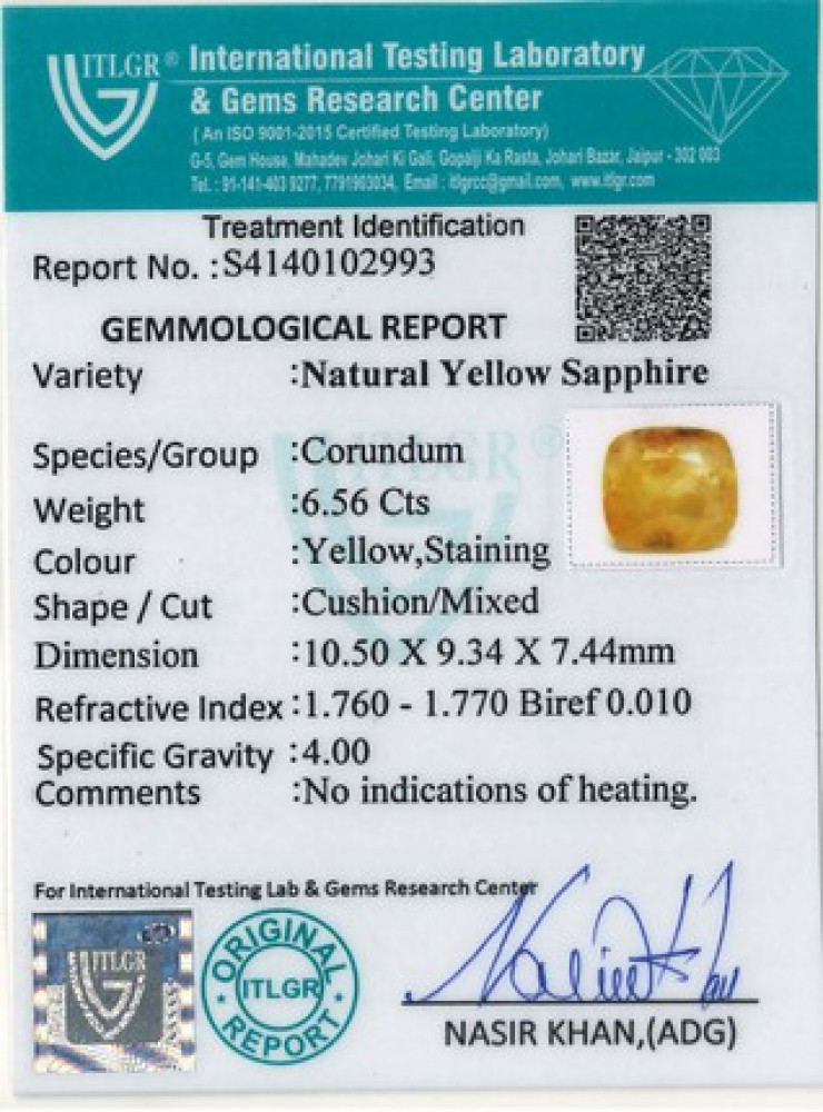 Yellow Sapphire - 6.56 Carat