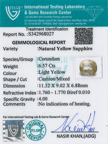 Yellow Sapphire - 6.57 Carat