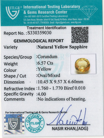Yellow Sapphire - 6.57 Carat