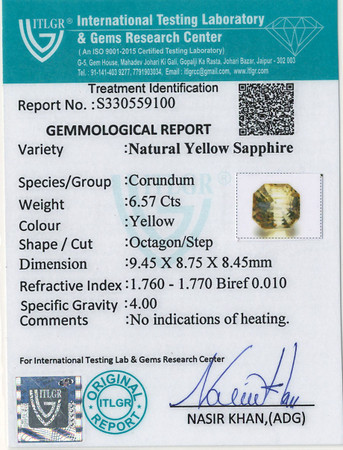 Yellow Sapphire - 6.57 Carat
