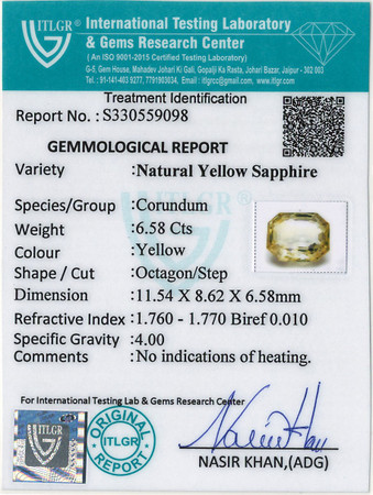 Yellow Sapphire - 6.58 Carat