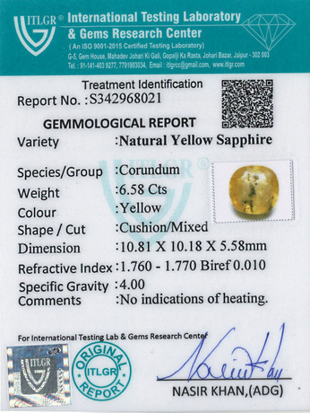 Yellow Sapphire - 6.58 Carat
