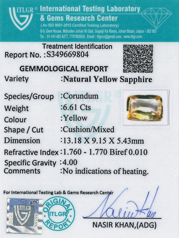 Yellow Sapphire - 6.61 Carat