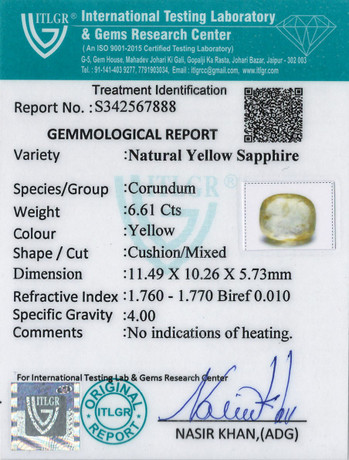 Yellow Sapphire - 6.61 Carat