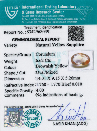 Yellow Sapphire - 6.62 Carat