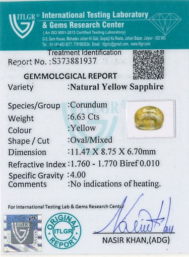 Yellow Sapphire - 6.63 Carat