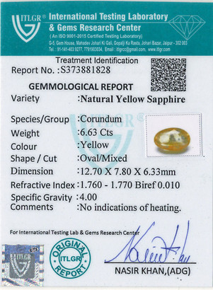 Yellow Sapphire - 6.63 Carat