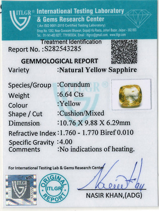 Yellow Sapphire - 6.64 Carat