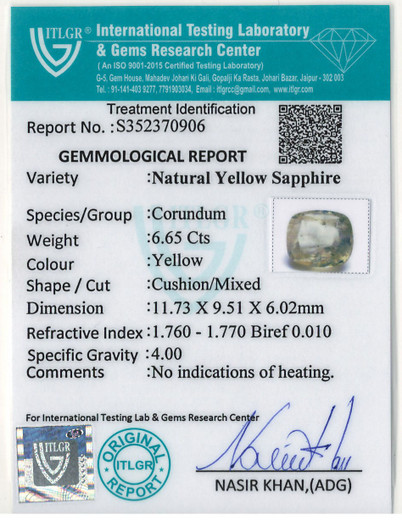 Yellow Sapphire - 6.65 Carat
