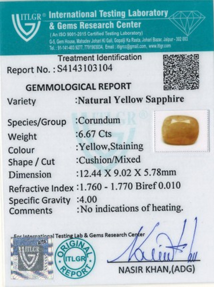 Yellow Sapphire - 6.67 Carat