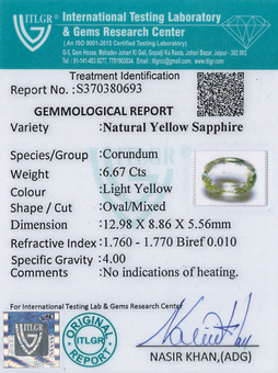Yellow Sapphire - 6.67 Carat