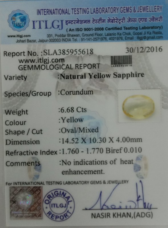 Yellow Sapphire - 6.68 Carat