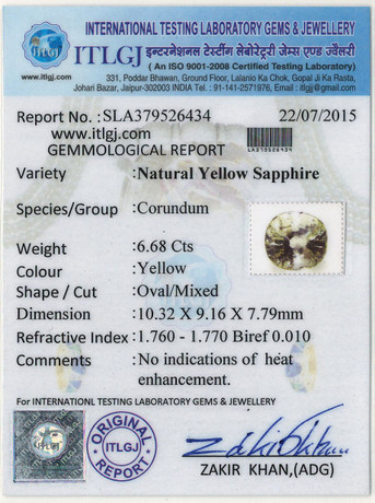 Yellow Sapphire - 6.68 Carat