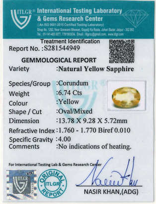 Yellow Sapphire - 6.74 Carat