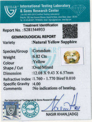 Yellow Sapphire - 6.82 Carat
