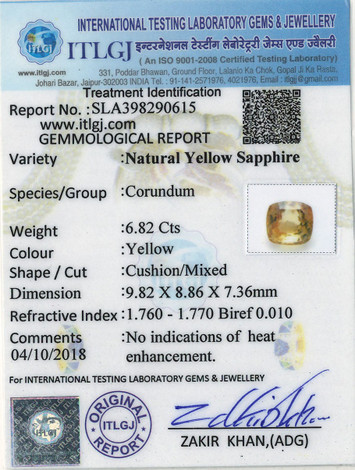 Yellow Sapphire - 6.82 Carat