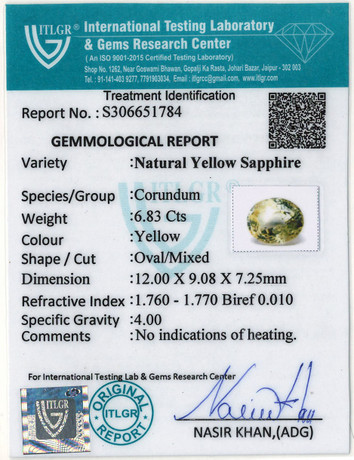 Yellow Sapphire - 6.83 Carat