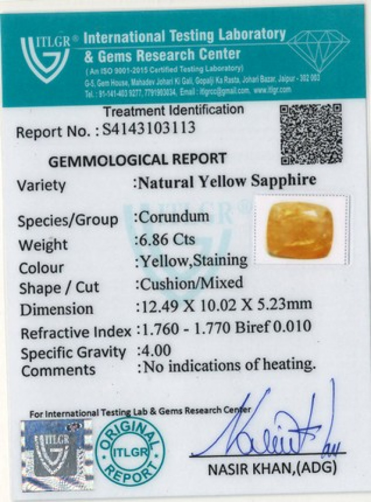 Yellow Sapphire - 6.86 Carat