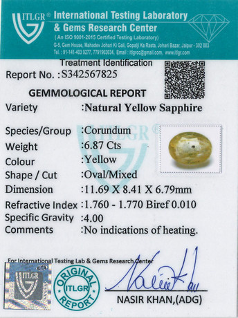 Yellow Sapphire - 6.87 Carat
