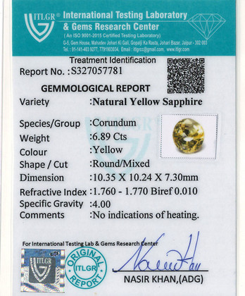 Yellow Sapphire - 6.89 Carat