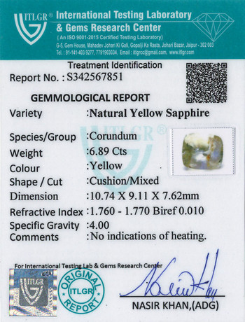 Yellow Sapphire - 6.89 Carat