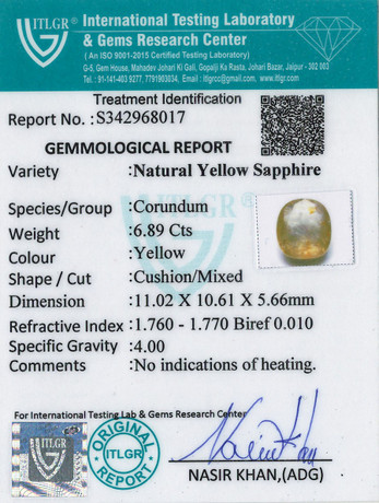 Yellow Sapphire - 6.89 Carat