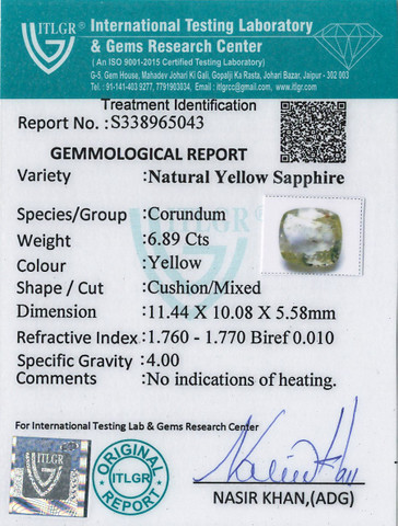 Yellow Sapphire - 6.89 Carat