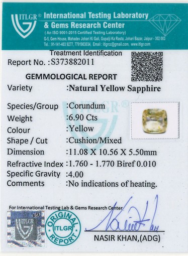 Yellow Sapphire - 6.9 Carat