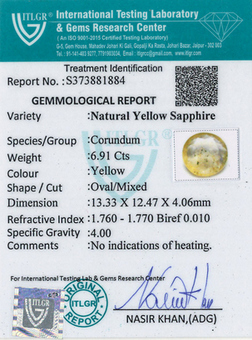 Yellow Sapphire - 6.91 Carat